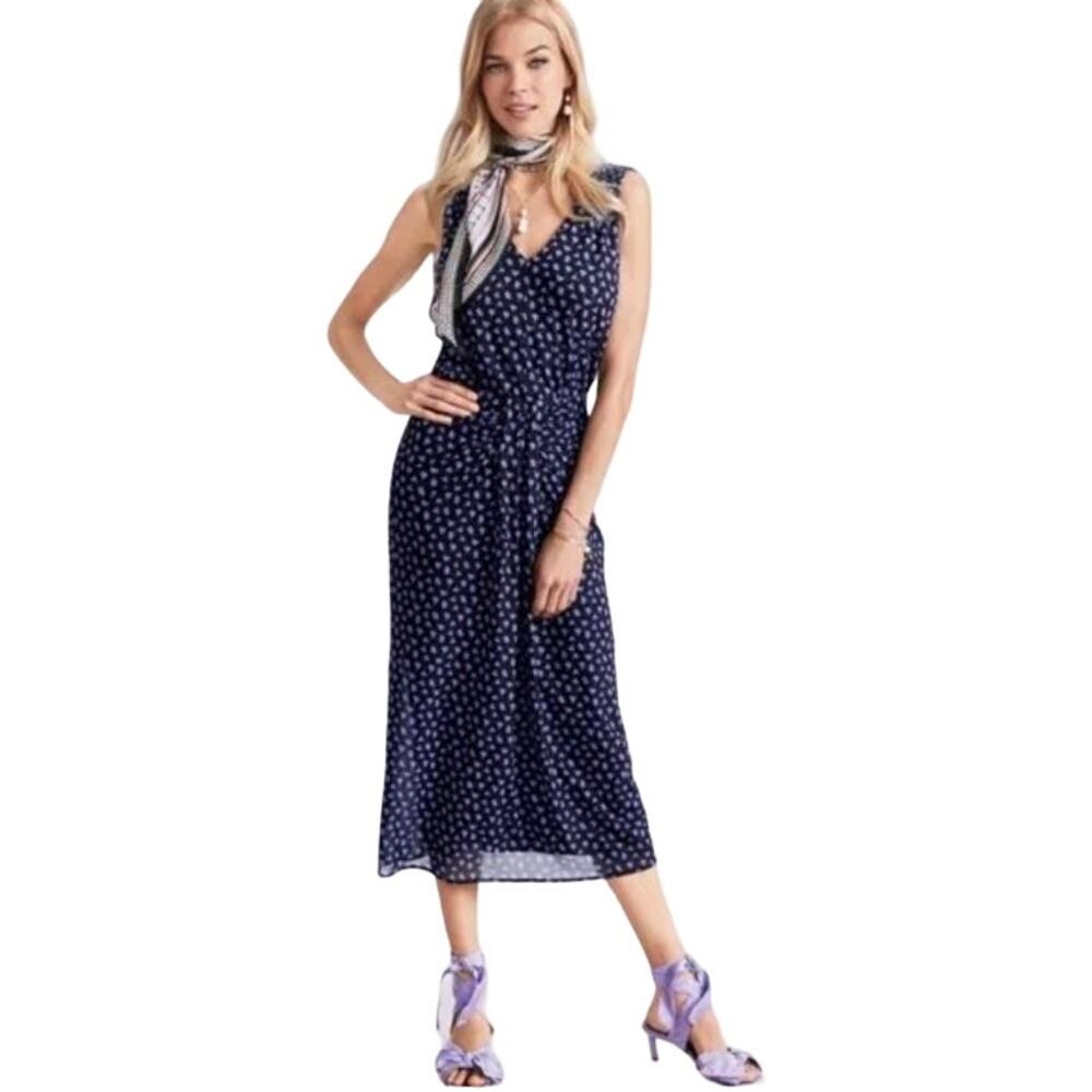 Cabi 5887 Island Navy Blue Purple Sleeveless Tunic Long Midi Skirt 2 Pc Set M
